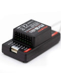 Close-up of FTR10 2.4GHz AFHDS 3 Receiver With Dual Antennas, showing connectors for PL18 Transmitter RC Drone Airplane Helicopter