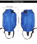 Blue Adjustable Nylon Snow Gaiters For Men And Women, Waterproof Breathable Leg Covers, 24cm size, front view