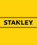Stanley Tools logo on a yellow background with black text and lines.