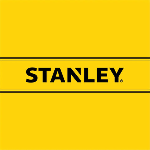 Stanley Tools logo on a yellow background with black text and lines.