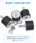 4 Pack M10 Rubber Vibration Isolator Mounts With Hex Lock Nuts for air compressors and diesel engines, non-slip cylindrical mounts.