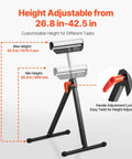 Built Like A Tank Heavy Duty Roller Stands Two Pack Adjustable Shop Supports Carry Up To One Hundred Thirty Five Pounds Roll Easy With Pipe Lumber Saw Horse And Workshop Gear height adjustable between 26.8 to 42.5 inches.
