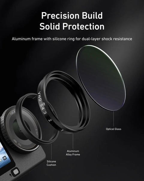 DJI Osmo Action 6 Filter Kit With 2 To 32 Variable ND, CPL UV Lens Filters, Snap On HD Optical Glass, Multi Coated Set