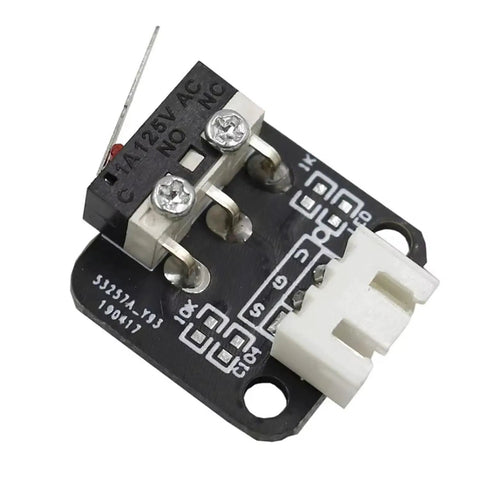Close-up of a 5 Pack 3D Printer Limit Switch Kit for CR 10 and most printers, features a N O N C microswitch and fireproof terminals.
