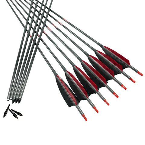 Dope Pure Carbon Arrows For Compound Bow Spine Options 300 To 800 32 Inch Length With 5 Inch Turkey Vanes Built For Hunting And Target Shooting 12 Pack