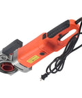 Portable Electric Pipe Threader Kit With Six Top Tier Dies Handheld Threading Machine featuring an orange body and black grip for easy use.