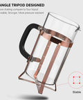 Stainless Steel French Press Coffee Maker With Borosilicate Glass Carafe Copper Finish 21 Ounce Capacity Four Level Filter BPA Free