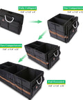 Trunk Organizer For Cars And SUVs Waterproof Collapsible Cargo Organizer With Durable Multi Compartments Oversize Black Sturdy Trunk Storage fully expanded and collapsed view