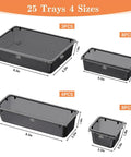 25 Piece Plastic Drawer Organizer Set With 4 Size Versatile Trays And Storage Bins For Makeup Jewelry Gadgets In Bathroom Bedroom And Office Clear Black