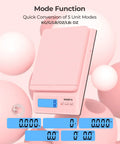 Killer Digital Postal Scale Measures Every Package Up To 66 Pounds With Dead On Precision So You Can Ship Heavy Goods Without Stress While The Sleek Pink Surface Looks Absolutely Dope in use showing digital display and modes.