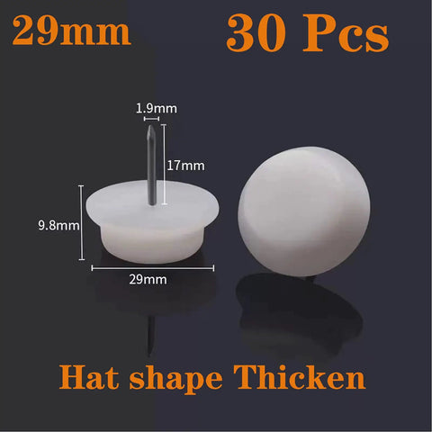 Heavy Duty White Nylon Furniture Sliders Nail On Chair Leg Protectors Floor Glide Pads With Bulletproof Grip Silky Smooth Glide Scratch Shield Table Guards 30 Pack with 29mm white nylon design