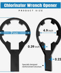 Chlorinator Lid Wrench Opener With 2 O Rings For Hayward CL200 CL220 CL2002S showing size dimensions and durable plastic design