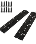 Rock Solid Black Piano Hinges For Cabinets Closets And Storage Boxes Featuring 6 Inch Continuous Stainless Steel Design with screws.