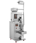 Straight Up Automatic Weighing And Sealing Bag Packing Machine For Flours Beans Grains 1 To 100 Grams with digital controls.