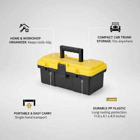Compact Portable Toolbox With Handy Carry Handle For Tools And Hardware Durable PP Storage Box For Screws Nails And Small Parts