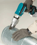 No Nonsense 18V Brushless Cordless Offset Shear For Mild Stainless Steel Cutting Tool Only Boots Variable Speed Pistol Grip cutting sheet metal.