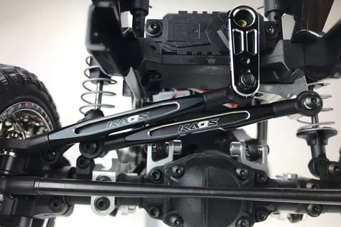 Kaos Panhard Bar And Steering Tie Rod Set For DL-Series F450 SD RC Cars 57mm CNC Aluminum Black Upgrade Kit 3-Piece, installed on RC truck