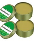 Two green tins of No Clean Rosin Solder Flux Paste For Electronics, Lead Free PCB Soldering Flux That Improves Solder Flow For Circuit Board Repairs
