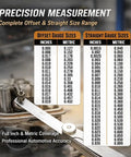 Pro Grade Stainless Steel Feeler Gauge Set With 32 Straight And 16 Angled Blades Dual Marked SAE And Metric size chart in use