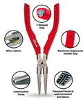 7 Point 5 Inch Stripped Screw Extractor Needle Nose Pliers Made In Japan with red handles and detailed features