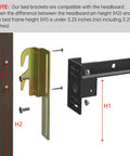 Close-up of Four Piece Bed Frame Conversion Bracket Kit Featuring Sweet Headboard Swap Hardware, showing adjustable height for installation.