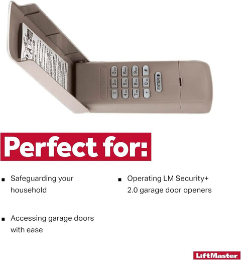 Wireless Keyless Entry Keypad For Garage Door Openers Compatible With Security Plus 2.0 Featuring Round Yellow Learn Button