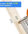 Assorted 16 Gauge 7/16 Crown Staples for Woodworking Galvanized Steel 3/4 Inch, 1 Inch, 1-1/2 Inch, 2 Inch 1120 Count Project Pack in use