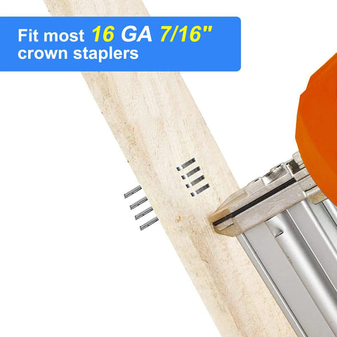 Assorted 16 Gauge 7/16 Crown Staples for Woodworking Galvanized Steel 3/4 Inch, 1 Inch, 1-1/2 Inch, 2 Inch 1120 Count Project Pack in use