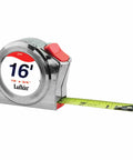 Rock Solid 16 Foot Tape Measure With Slick Power Return And High Viz Yellow Blade Featuring Laser Clear Numbers and Swivel Belt Clip