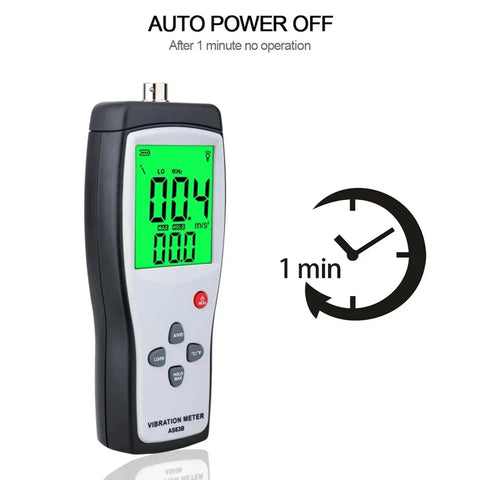 Portable LCD Vibration Analyzer And Vibrometer Meter With Large Clear Screen, On The Go Vibration Severity Tester For Acceleration, Velocity, And Displacement Readouts, 0.1 To 199.9 Meters Per Second Easy Read Measurement Tool, auto power off in 1 min