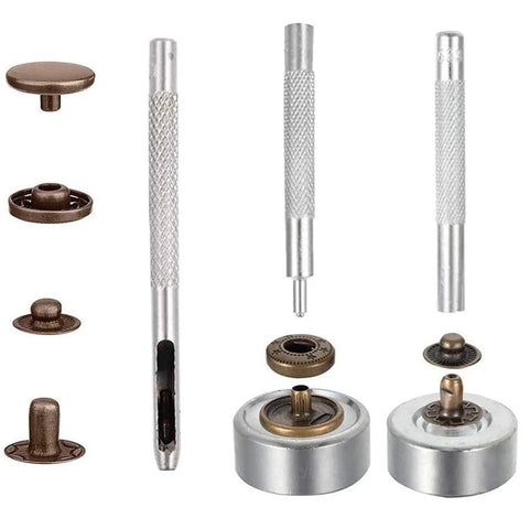 7 Pack Leather Rivet Setter Tools Kit For Leathercraft With Die Punch Snap Fasteners, Double Cap Rivets And Tubular Studs