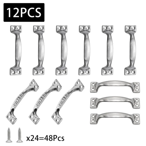 12Pcs Stainless Steel Gate Handles 3.94 Inch 100mm Silver Outdoor Door Handles For Garage Screen Shed Fence Gates, Rust Resistant, Durable Hardware For Wood Doors And Fences.