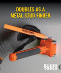 Gloved hand using Pro Grade Magnetic Wire Puller for behind walls; doubles as a metal stud finder.