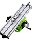 Top Shelf Shop Beast Cross Slide Table For Mini Milling Machines And Bench Drill Press Adjustable X Y Axis Aluminum Dovetail Mount Rack System Quick Grip Vise Included close-up view of adjustable aluminum cross slide table with detailing.