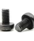 Two stainless steel black oxide screws from Mercedes Rear License Plate Screws Replacement Kit Stainless Steel Black Oxide Pack Of 4 For C Class And E Class Models C300 C250 C350 E350 E300 AMG OEM Style Fit No Rattle, close-up