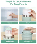 Two Pack Replacement Cooling Gel Tubes Compatible With Portable Breast Milk Cooler Reusable Freezer Inserts in use for busy parents.