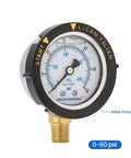 MeasureMan pool filter pressure gauge, 0-60 psi, 2-inch dial, brass 1/4-NPT bottom mount