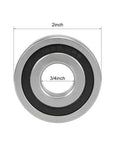 Durable Chrome Steel 1638 2Rs Deep Groove Ball Bearings Double Sealed For Heavy Machinery, 2 inch outer and 3/4 inch inner diameter.