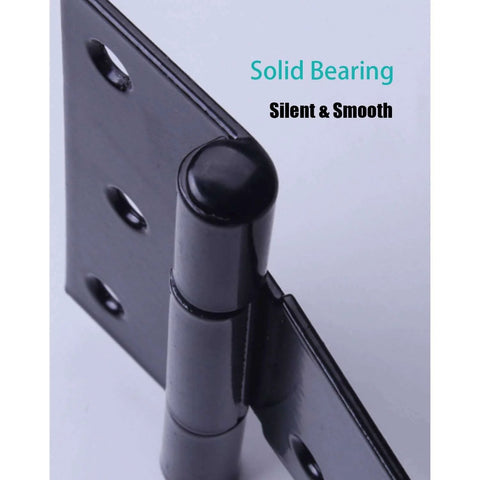 Heavy Duty T Strap Hinge 4 Inch Tee Hinge For Shed Gate Barn Fence Doors Rustproof Black 6 Pack close-up showing solid bearing