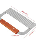 Wavy Soap Cutter: stainless steel crinkle-cut slicer with wooden handle for kitchen use