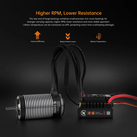 Beefy Motor And E6 Sensored Brushless ESC Combo For RC Cars Three To Eight S LiPo With 200 Amp Continuous Current App Control