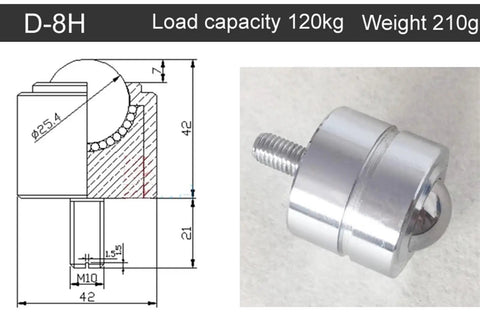 Diagram and photo of Fast Action Universal Ball Bearing Caster Wheel With Screw For High Load Equipment Heavy Duty Stem Caster