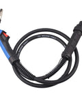 15Ak Weld Torch Gun with Euro Connector, black and blue design, coiled welding cable for Mig Mag setups