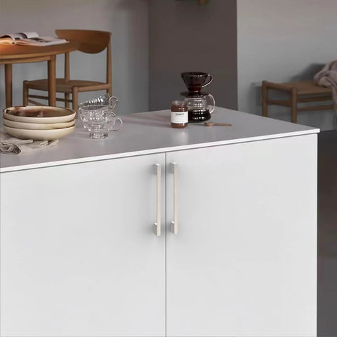 10 Pack 5 Inch 128mm Cabinet Handles Brushed Satin Nickel Zinc Alloy Drawer Pulls on white kitchen cabinet doors