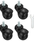 1.56 Inch Ball Caster Wheels Set Of 4 With Threaded Stem 360 Degree Movable Rotatable Castors For Furniture in Black