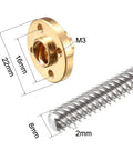 150mm T8 Lead Screw Rod 8mm Dia Stainless Steel With Copper Nut For 3D Printer Z Axis Dope Smooth Slick Linear Motion Rust And Corrosion Resistant