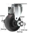 Heavy Duty Industrial Caster Wheels With Top Plate Fixed And Swivel Braking Casters Double Ball Bearing For Smooth Roll Exploded View
