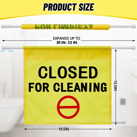 Restroom Closed For Cleaning Sign Yellow Hanging Doorway Safety Sign Adjustable From 30 To 53 Inches No Entry During Cleaning