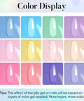 12-color display of Pastel Gel Nail Polish Set 12pcs Vegan Cruelty Free Soak Off UV LED Cure Nail Art Kit showing various pastel shades