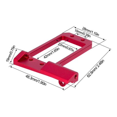 Beefy Aluminum 1/10 RC Portal Axle Servo Mount With Low Center Of Gravity CNC Front Axle Mount dimensions in red aluminum